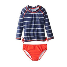 Nautica Big Girls′ Rope Stripe Two-Piece Rashguard Swim Set